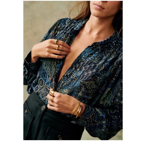 SEZANE TIANNA SHIRT ARIZONA BLUE SIZE UK 10 US 6 NWT $180 - Picture 3 of 5